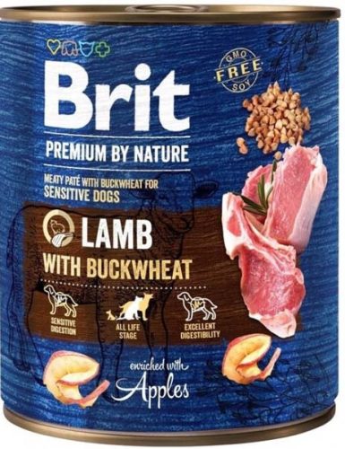 Brit Premium by Nature kutya konzerv adult bárány&hajdina 6x800g