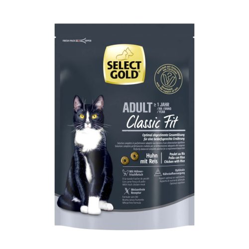 Select Gold Classic Fit adult száraz macskaeledel szárnyas&rizs 300g