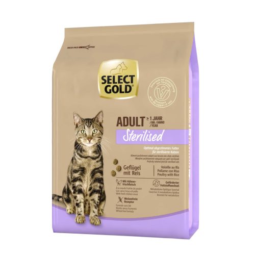 Select Gold Sterilised adult száraz macskaeledel szárnyas&burgonya 2,5kg