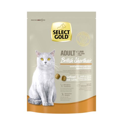 Select Gold British Shorthair adult száraz macskaeledel szárny&lazac 300g