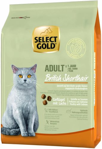 Select Gold British Shorthair adult száraz macskaeledel szárnyas&lazac 2,5kg