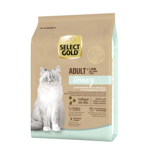 Select Gold Urinary adult száraz macskaeledel szárnyas&rizs 2,5kg