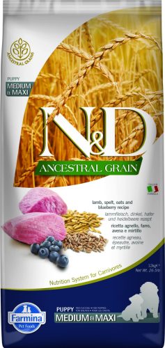N&D Ancestral Grain puppy medium&maxi száraz kutyaeledel bárány 12kg
