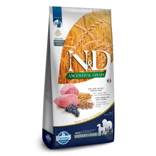 N&D Ancestral Grain Bárány & Áfonya Kölyök Medium & Maxi Száraz Kutyaeledel 12kg