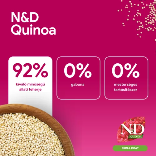 N&D Quinoa Skin & Coat Szarvas Medium & Maxi Száraz Kutyaeledel 7kg