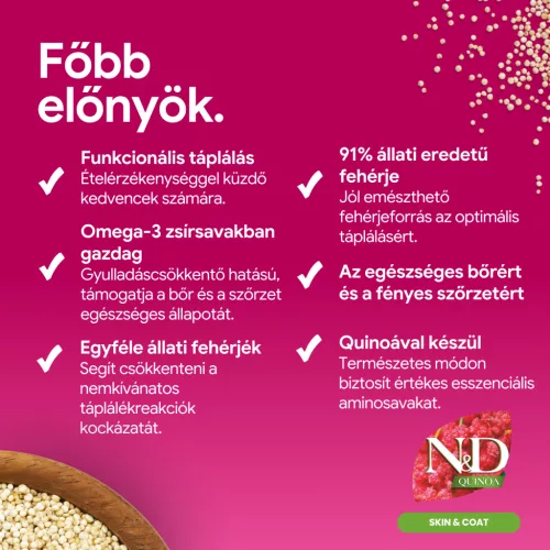 N&D Quinoa Skin & Coat Szarvas Medium & Maxi Száraz Kutyaeledel 7kg