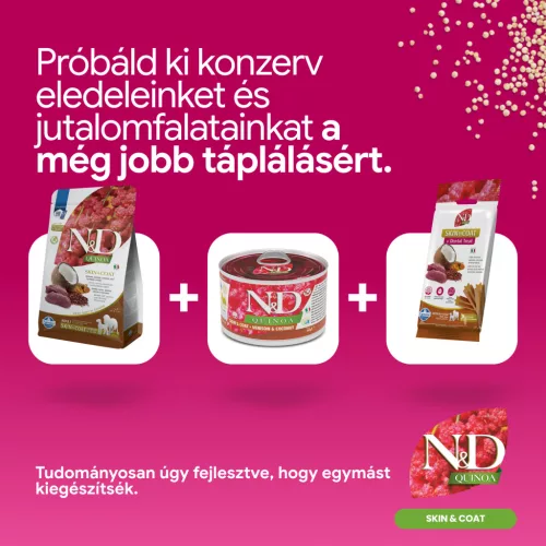 N&D Quinoa Skin & Coat Szarvas Medium & Maxi Száraz Kutyaeledel 7kg