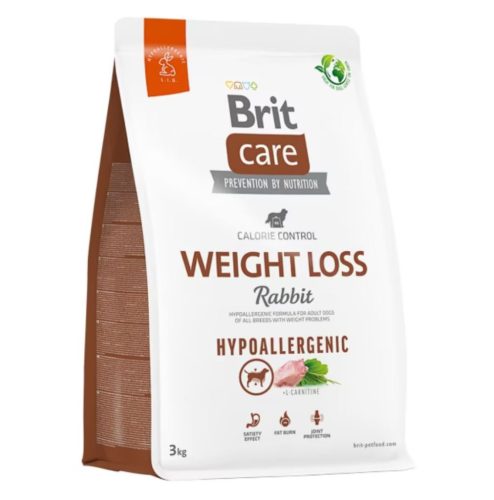 Brit Care Hypoallergenic Weight Loss száraz kutyaeledel adult nyúl&rizs 3kg
