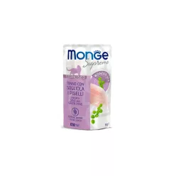   MONGE Supreme nedves macskaeledel tasak steril tonhal&nyelvhal&zöldborsó 24x80g