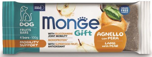 MONGE Gift Fruits Bars kutya jutalomfalat mobility bárány&körte 100g