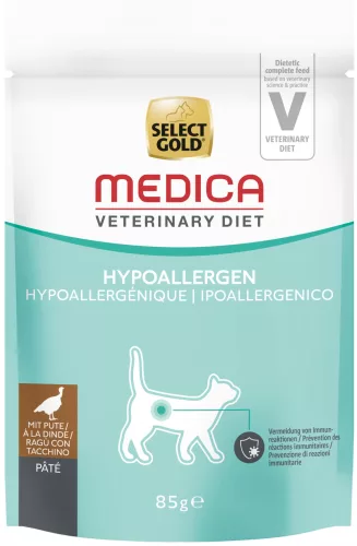 Select Gold Medica macska tasak hipoallergén pulyka 24x85g
