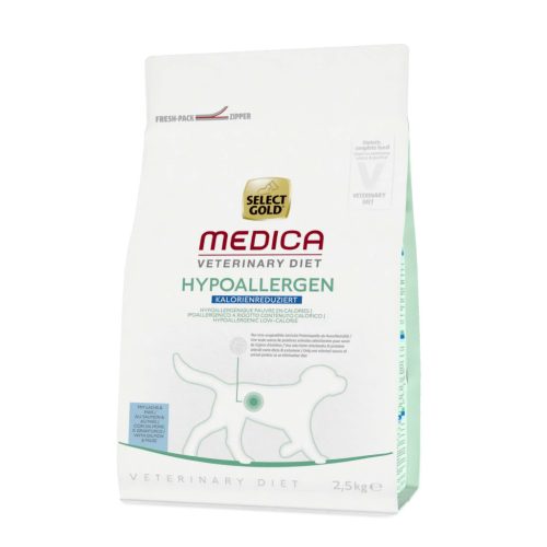 Select Gold Medica csökkentett kalóriatartalmú hipoallergén száraz kutyaeledel lazac&burgonya 2,5kg