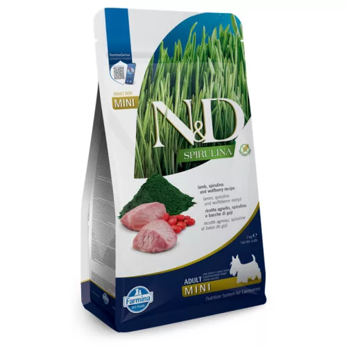 N&D Spirulina bárány&goji-bogyó adult mini száraz kutyaeledel 2kg