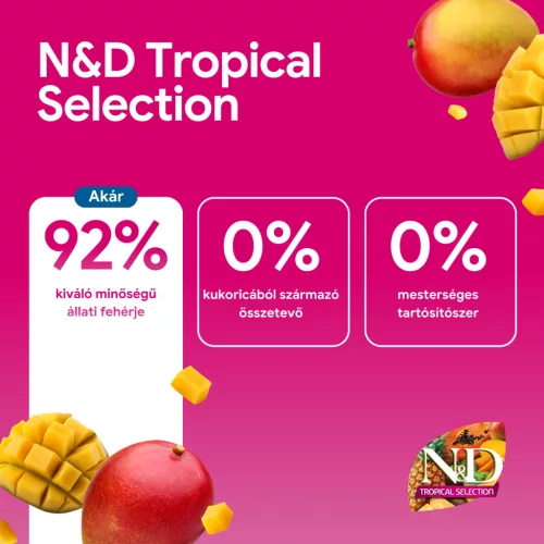 N&D Tropical Selection Lazac & Trópusi gyümölcsök Felnőtt Mini Száraz Kutyaeledel 1,5kg
