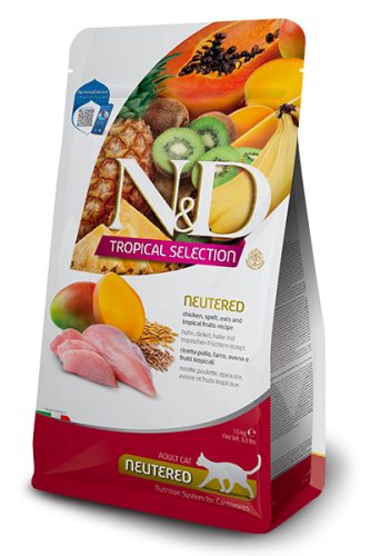 N&D Tropical ivartalanított adult csirke száraz macskaeledel 1,5kg