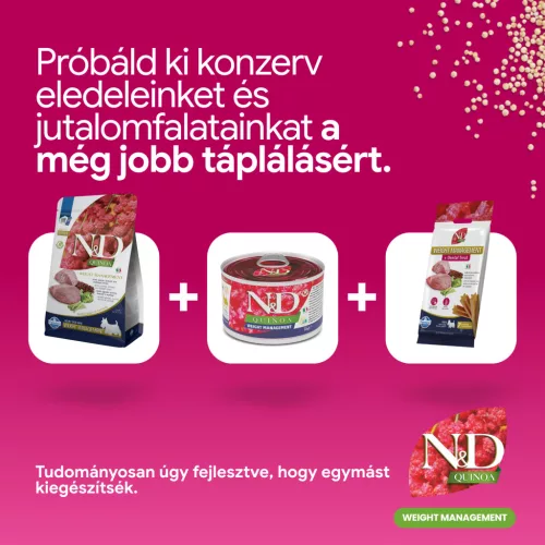 N&D Quinoa Weight Management Mini Adult Száraz Kutyaeledel 2,50kg