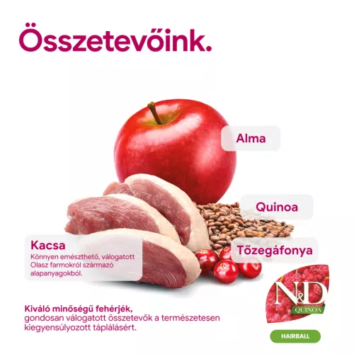 N&D Quinoa Hairball Kacsa Száraz Macskaeledel 300g