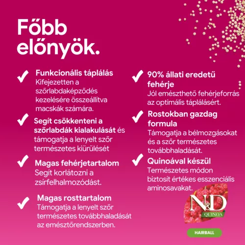N&D Quinoa Hairball Kacsa Száraz Macskaeledel 300g