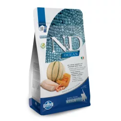   N&D Ocean Tőkehal, Garnélarák, Sütőtök & Sárgadinnye Kölyök Száraz Macskaeledel 1,5kg