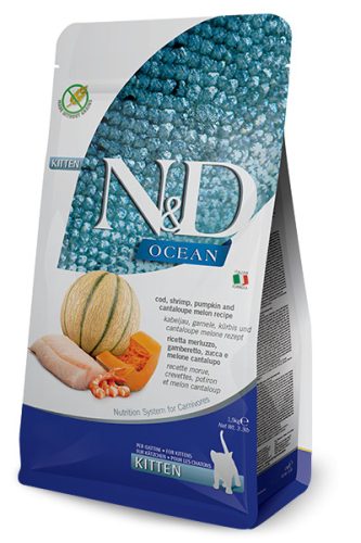 N&D Ocean tőkehal&garnélarák kitten száraz macskaeledel 1,5kg