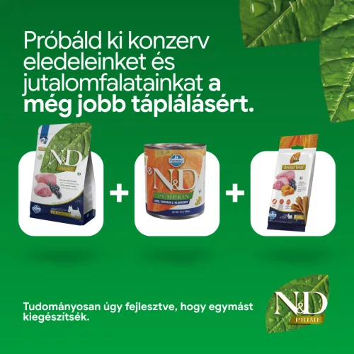 N&D Prime Bárány & Áfonya Felnőtt Mini Száraz Kutyaeledel 800g