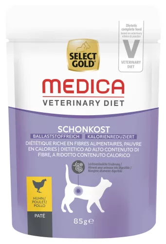 Select Gold Medica macska tasak emésztőrendszeri problémákra csökkentett kalóriatartalommal csirke 12x85g