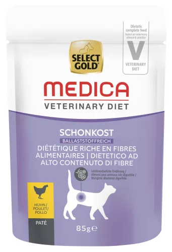 Select Gold Medica macska tasak emésztőrendszeri problémákra magas rosttartalommal 12x85g