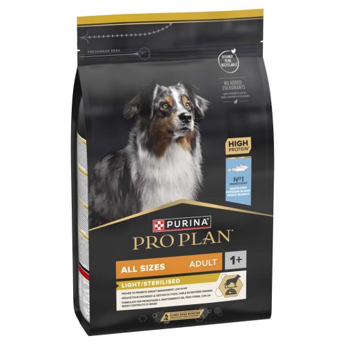 Pro Plan All Sizes Adult Light/Steril fehér halban gazdag száraz kutyaeledel felnőtt kuyáknak 14kg