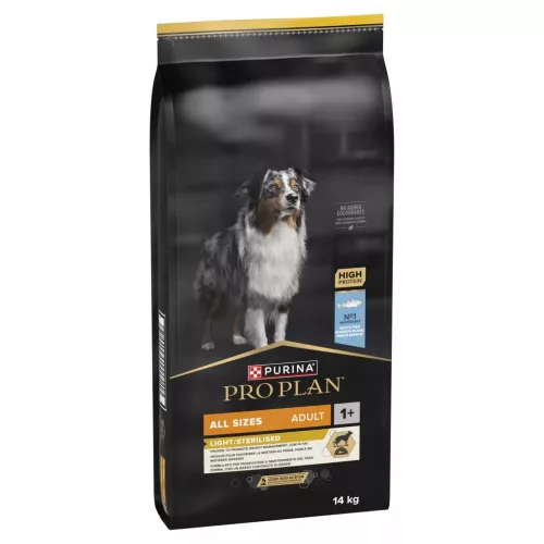 Pro Plan All Sizes Adult Light/Steril fehér halban gazdag száraz kutyaeledel felnőtt kuyáknak 14kg