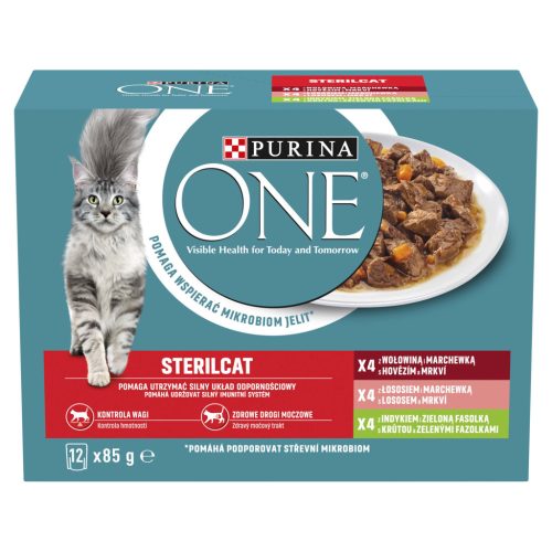 Purina One macska tasak MP steril marha&lazac&pulyka 12x85g