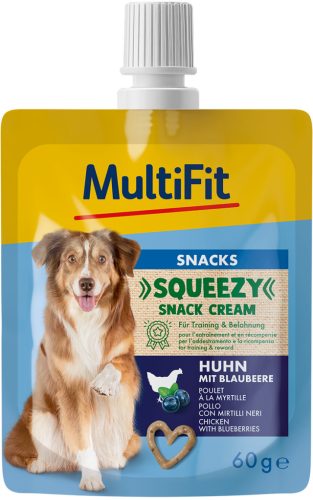 MultiFit Squeezys Cream kutya jutalomfalat csirke&áfonya 60ml