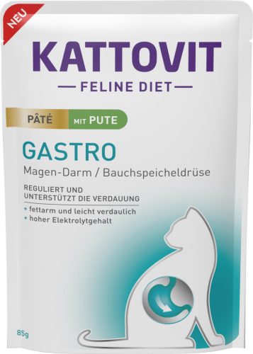 Kattovit Feline Diet paté tasakban, diétás macskaeledel pulyka 10x85g
