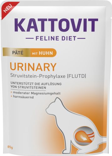 Kattovit Feline Diet paté tasakban, húgykő elleni macskaeledel csirke 10x85g