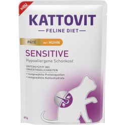   Kattovit Feline Diet paté tasakban, Sensitive macskaeledel csirke 10x85g