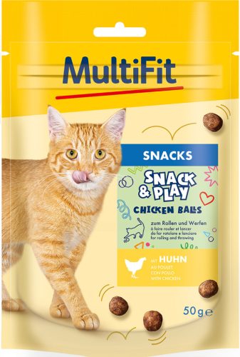 MultiFit Snack&Play macska jutalomfalat csirke golyók 50g