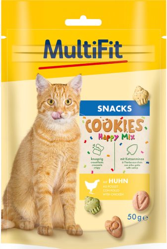 MultiFit Snack&Play macska jutalomfalat Cookies Party Mix 50g