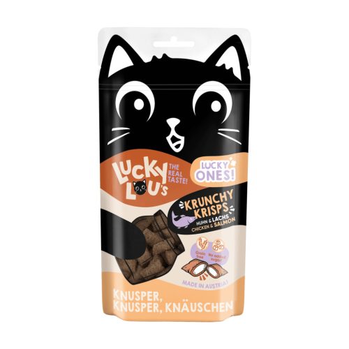 Lucky Lou Krunchy Krisps macska jutalomfalat csirke&lazac 60g