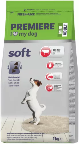 Premiere Soft száraz kutyaeledel mini adult marha 1kg