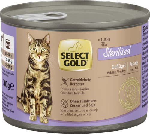 Select Gold macska konzerv steril adult szárnyas 6x200g