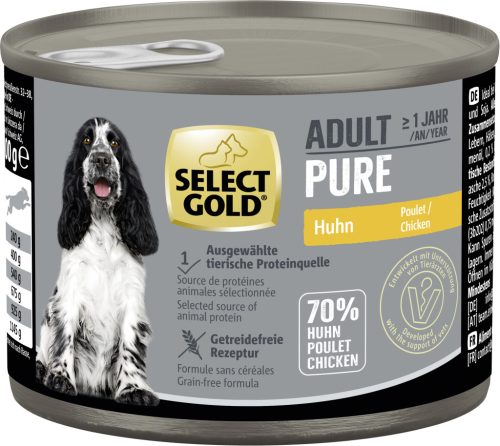 Select Gold Pure kutya konzerv adult csirke 6x200g