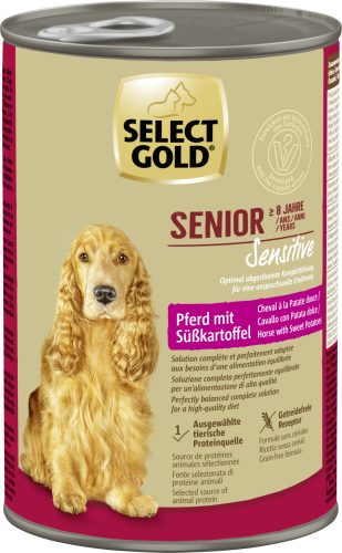Select Gold Sensitive senior kutyaeledel konzerv ló&édesburgonya 6x400g