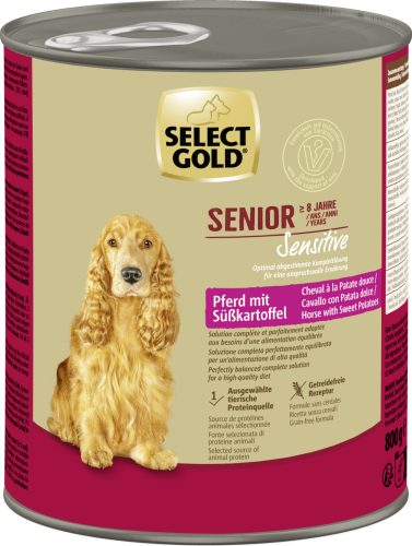 Select Gold Sensitive senior kutyaeledel konzerv ló&édesburgonya 6x800g