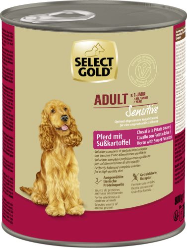 Select Gold Sensitive adult kutyaeledel konzerv ló&édesburgonya 6x800g