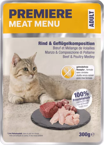 Premiere Meat Menu macska tasak adult marha&szárnyas 6x300g