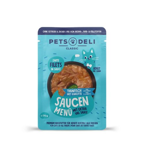 Pets Deli mártásos menü tasak macskáknak tonhal&sárgarépa 12x70g