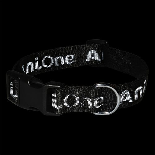 AniOne kutyanyakörv logóval fényvisszaverő fekete M