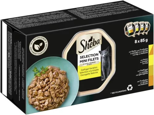 Sheba macska tálka MP szárnyas válogatás 8x85g