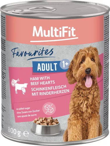 MultiFit Favourites kutya konzerv sonka&marhaszív 6x800g