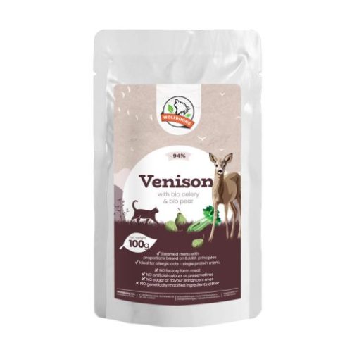 Farkaskonyha párolt menü macskáknak adult őz 100g