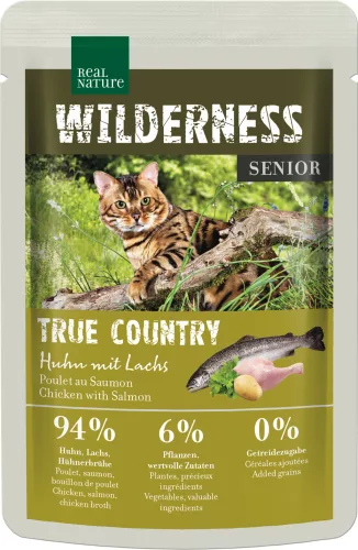 Real Nature Wilderness True Country nedves macskaeledel tasak senior csirke&lazac 12x85g